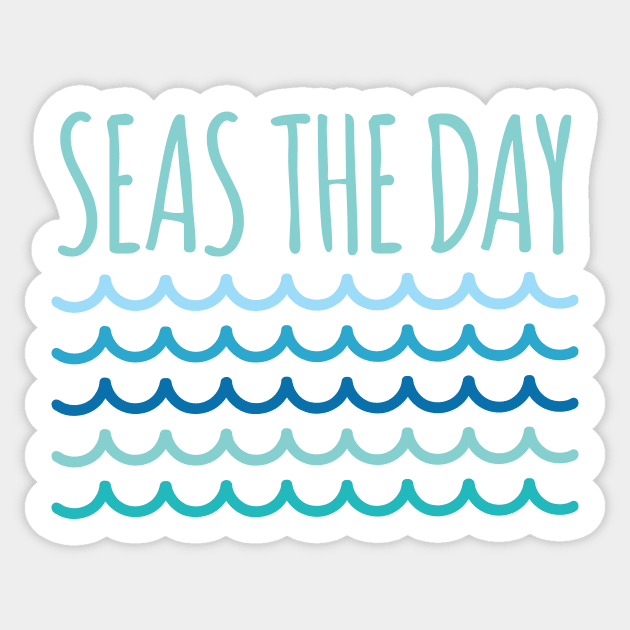 Seas The Day Funny Pun Sticker by oddmatter